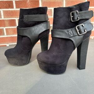 Black Suede Platform Ankle Boots